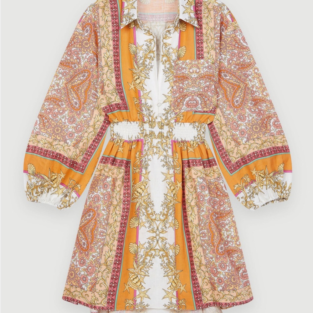 Maje Roquila Scarf Print Shirt Dress